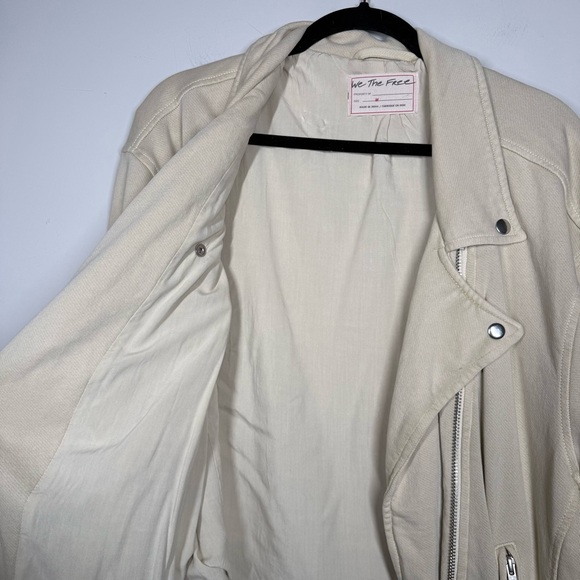 We The Free Free People Cream Cotton Moto Jacket Size M - Picture 6 of 8